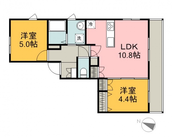 広島市中区東千田町のマンションの間取り