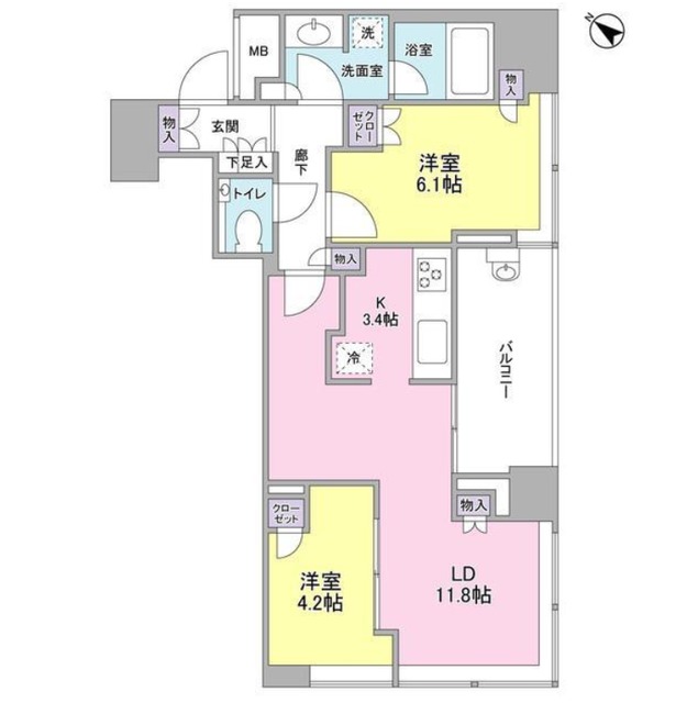 目黒区大橋のマンションの間取り