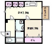 【神戸市東灘区住吉山手のアパートの間取り】