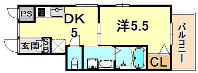神戸市中央区東雲通のアパートの間取り