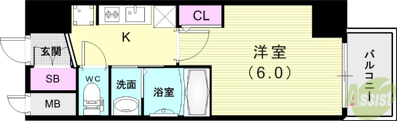 エステムコート神戸湊町の間取り