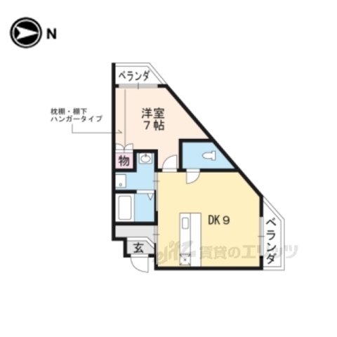 京都市山科区四ノ宮山田町のマンションの間取り