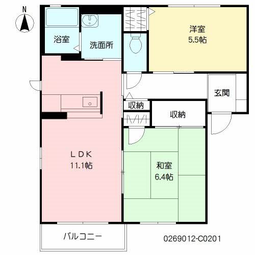 宮若市本城のアパートの間取り