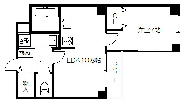 京都市下京区中堂寺坊城町のマンションの間取り