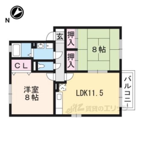 【近江八幡市安土町慈恩寺のアパートの間取り】