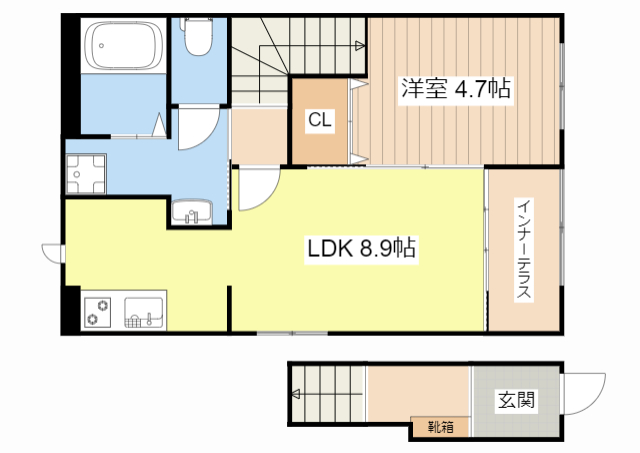 高宮町アパート新築工事の間取り