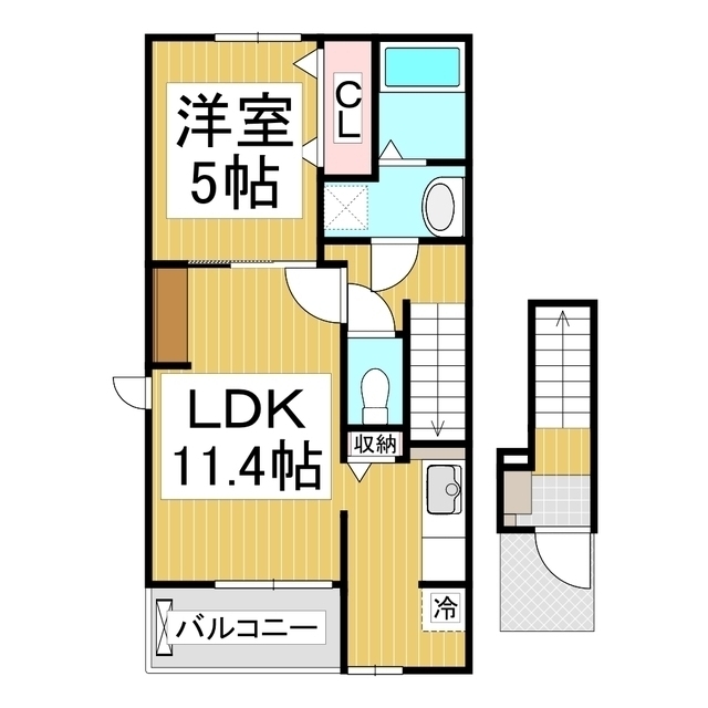 長野市青木島町綱島のアパートの間取り