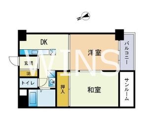 福岡市中央区赤坂のマンションの間取り