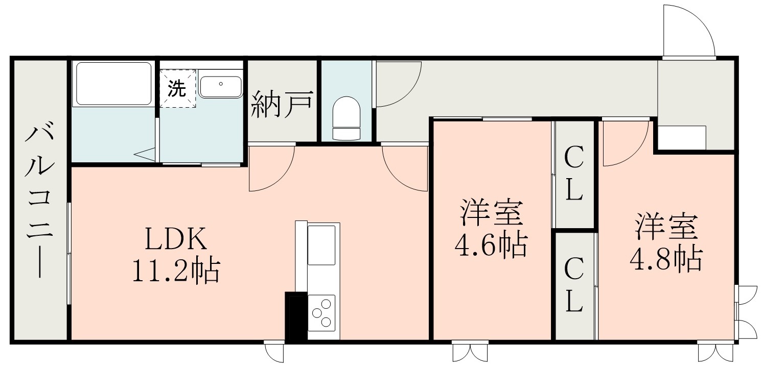 霧島市国分中央のアパートの間取り