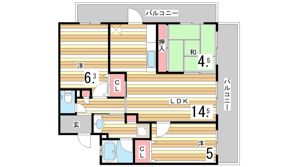 神戸市東灘区魚崎北町のマンションの間取り