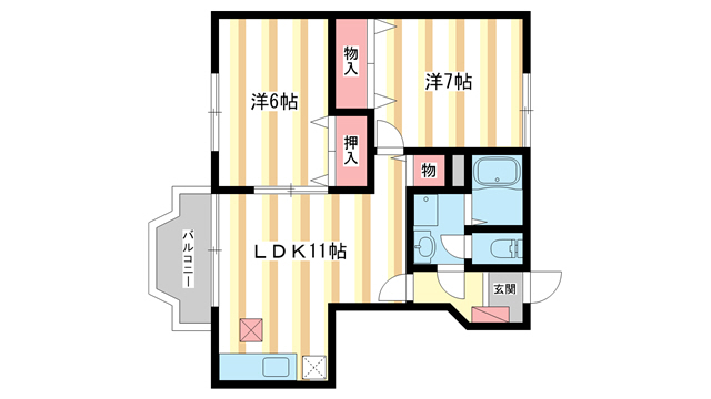 天理市前栽町のアパートの間取り