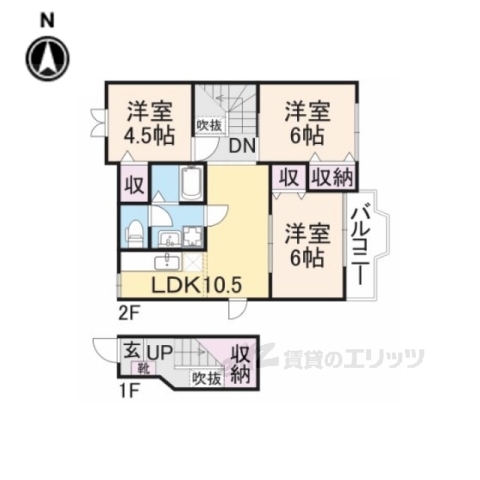 天理市西長柄町のアパートの間取り