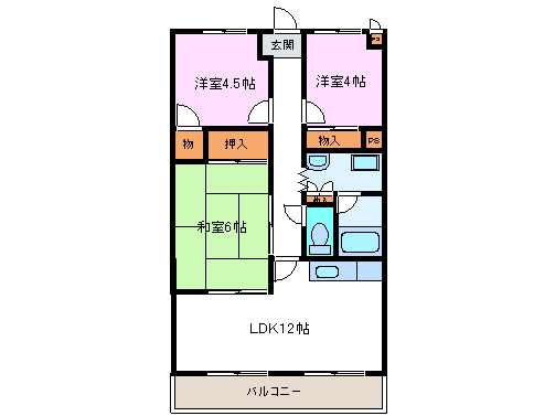 三島市東本町のマンションの間取り