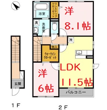 小田原市蓮正寺のアパートの間取り