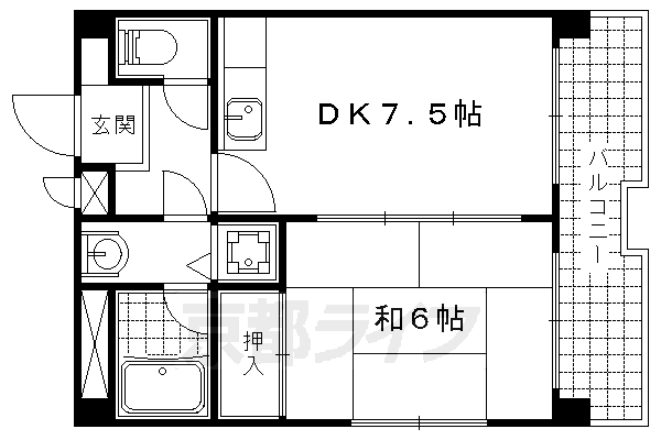 京都市山科区勧修寺西金ケ崎のマンションの間取り