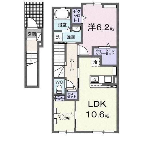 柴田郡柴田町大字上名生のアパートの間取り