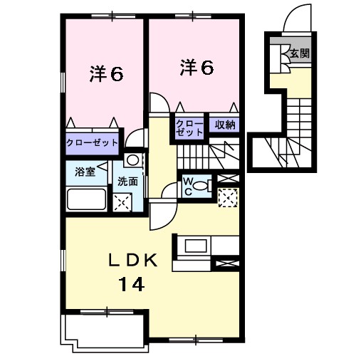 泉南市男里のアパートの間取り