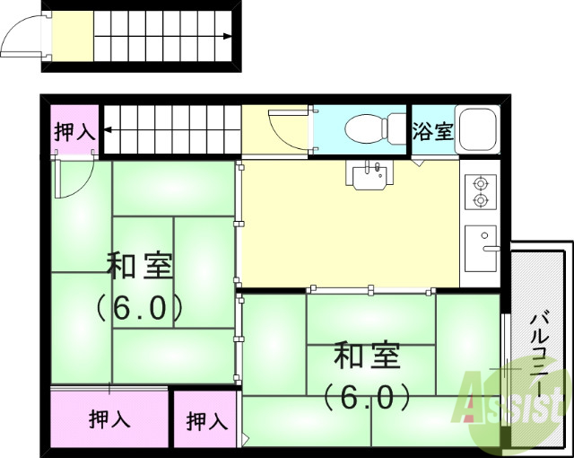 【尼崎市南塚口町のアパートの間取り】