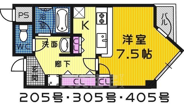 堺市堺区南三国ヶ丘町のマンションの間取り