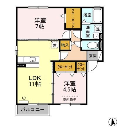 新潟市秋葉区川口のアパートの間取り