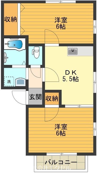 八王子市東中野のアパートの間取り