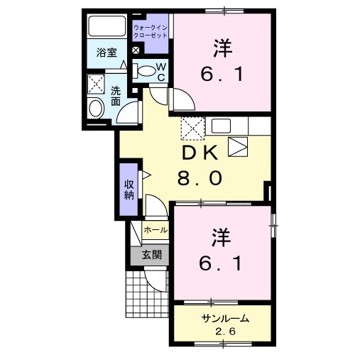 【鹿児島市中山町のアパートの間取り】