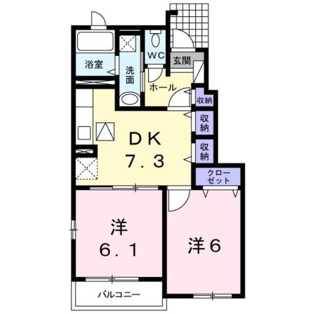 熊本市南区富合町小岩瀬のアパートの間取り