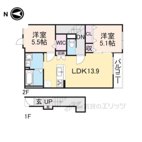 山階町新築アパートの間取り