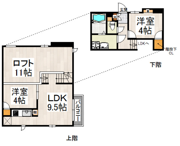 福岡市博多区東光のアパートの間取り