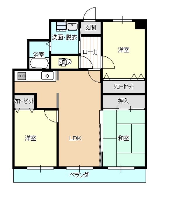 尾道市因島中庄町のマンションの間取り