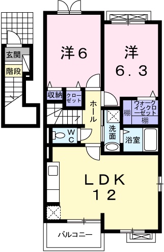 姫路市別所町別所のアパートの間取り