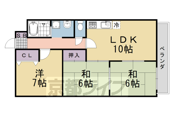 京都市西京区山田中吉見町のマンションの間取り