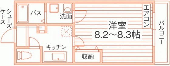 岡山市北区番町のアパートの間取り