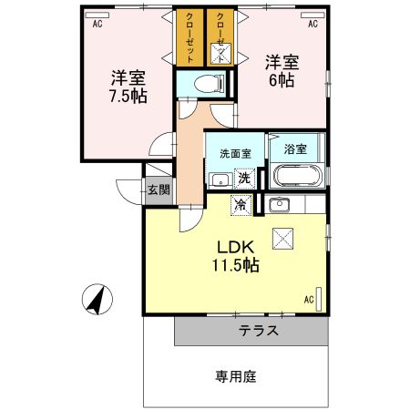 高崎市双葉町のアパートの間取り