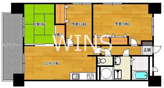 福岡市博多区青木のマンションの間取り