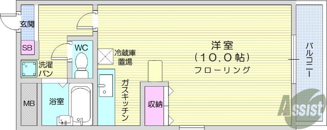 仙台市宮城野区幸町のマンションの間取り