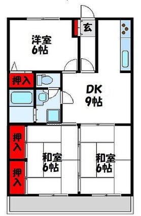 ＪＲ鹿児島本線 海老津駅 徒歩12分 4階建 築40年の間取り写真