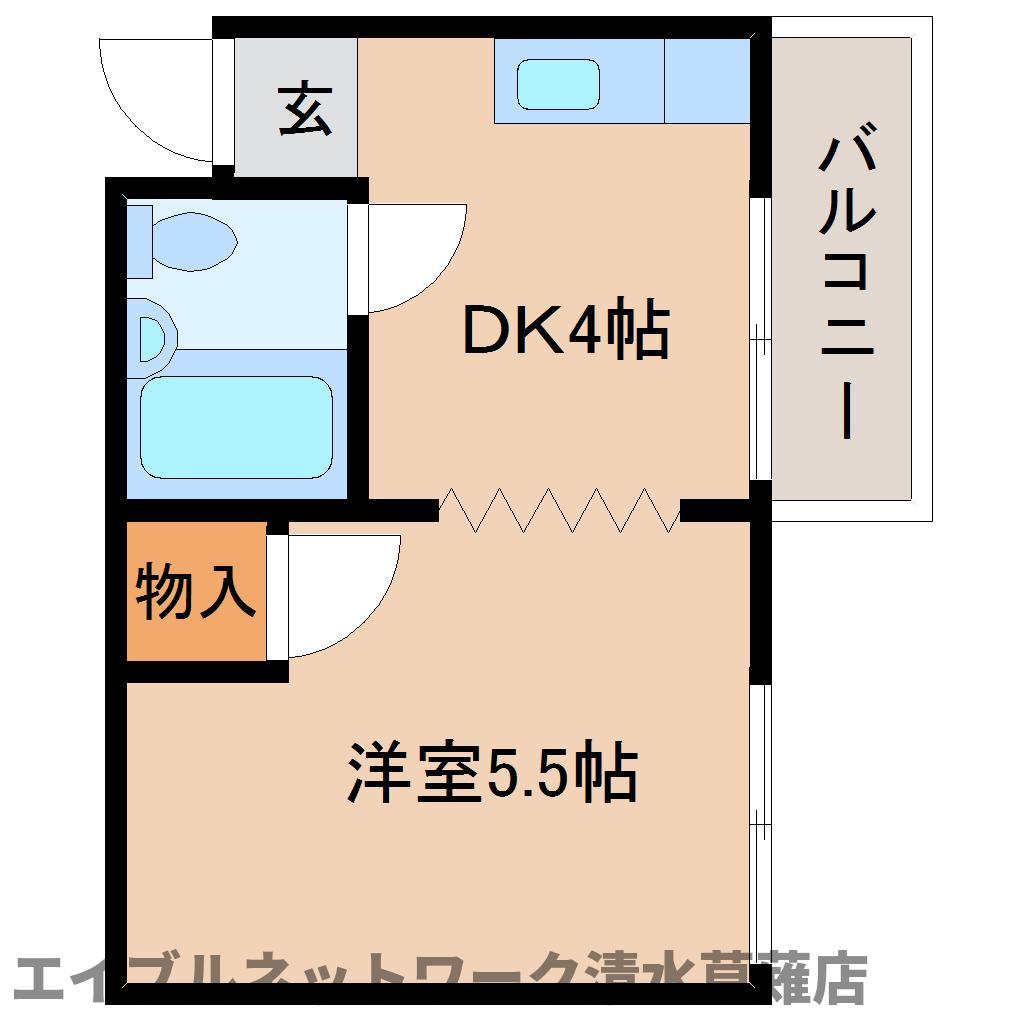 静岡市清水区草薙のアパートの間取り