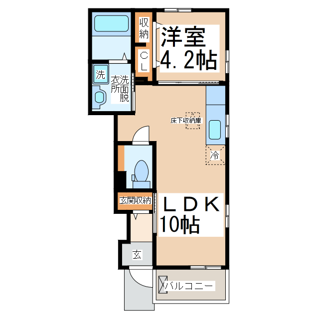 熊本市北区打越町のアパートの間取り