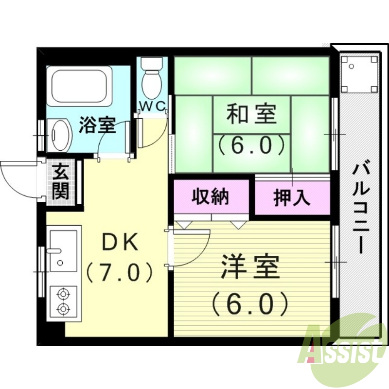 神戸市垂水区福田のマンションの間取り