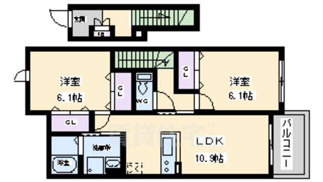 泉大津市板原町のアパートの間取り