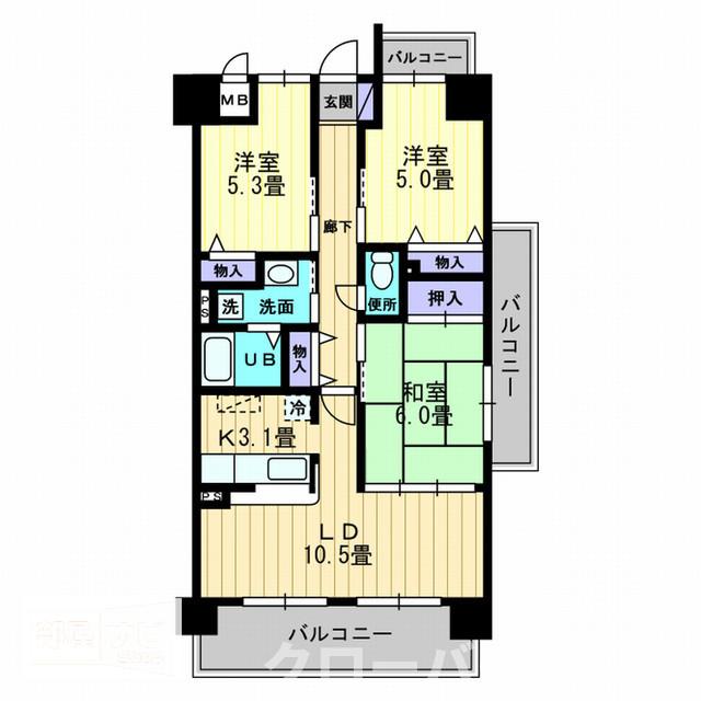 坂出市京町のマンションの間取り