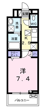 広島市安佐北区亀山のアパートの間取り