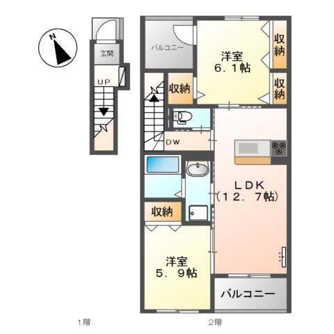 菊池郡大津町大字森のアパートの間取り