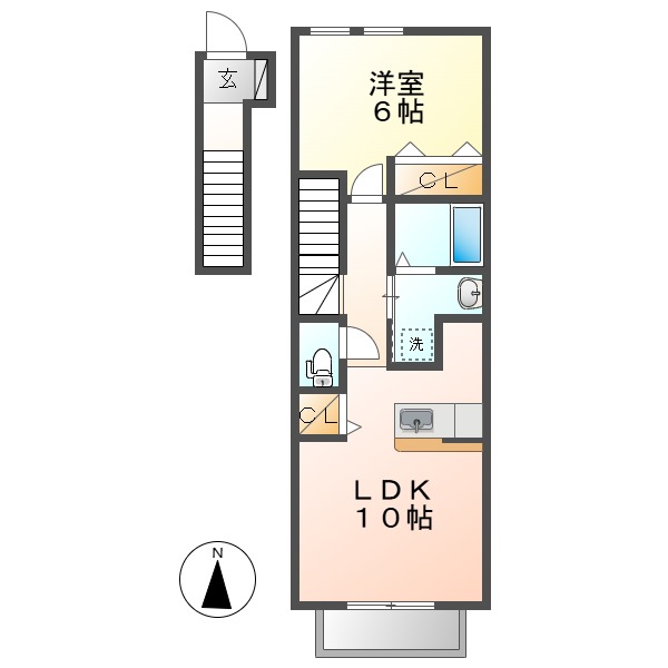 総社市井手のアパートの間取り