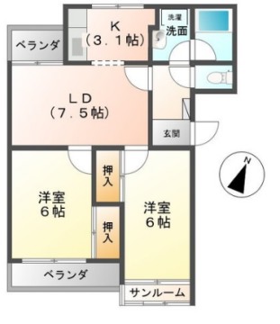 コーポラス中川の間取り