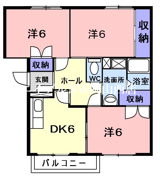 岡山市北区西辛川のアパートの間取り