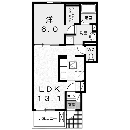 伊勢崎市八寸町のアパートの間取り