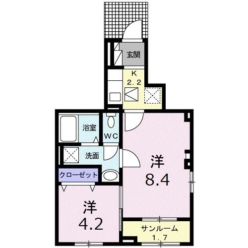 【松山市南江戸のアパートの間取り】