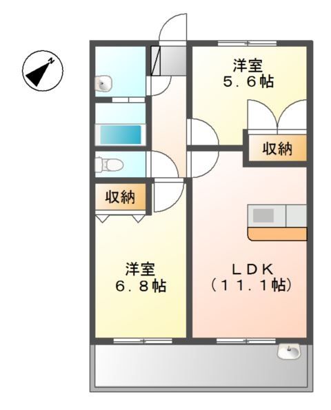 高座郡寒川町宮山のマンションの間取り